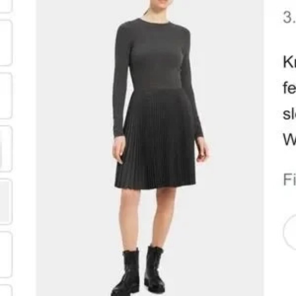 Theory Grey Pleated Dress